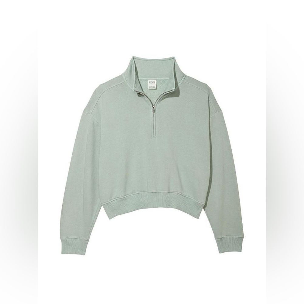 VS PINK || Premium Fleece Half-Zip Sweatshirt in Iceberg Green - SZ Large